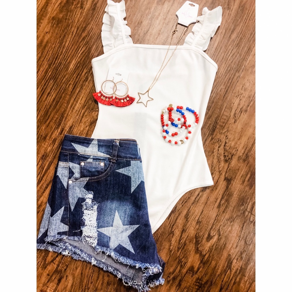 Star Denim Cut Off Shorts